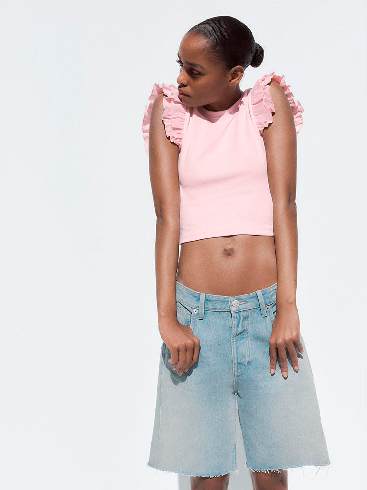 ZARA CAMISETA RIB VOLANTES