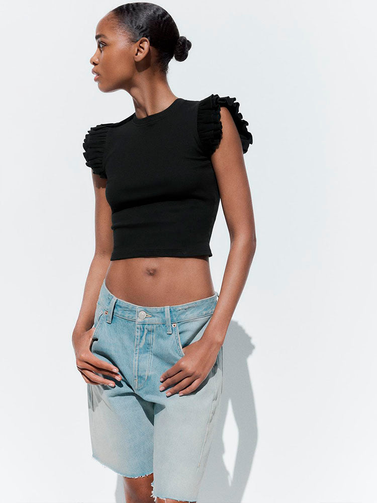 ZARA CAMISETA RIB VOLANTES