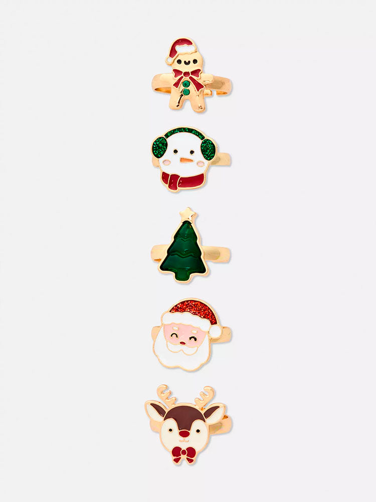 PRIMARK SET DE 5 ANILLOS NAVIDEÑOS