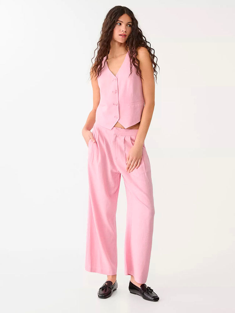 STRADIVARIUS CHALECO BOTONES CON LINO