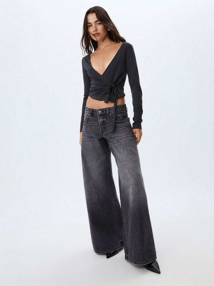STRADIVARIUS JEANS LOW WAIST WIDE LEG ESTRELLAS