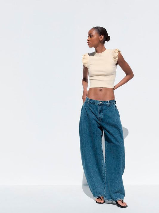 ZARA CAMISETA RIB VOLANTES
